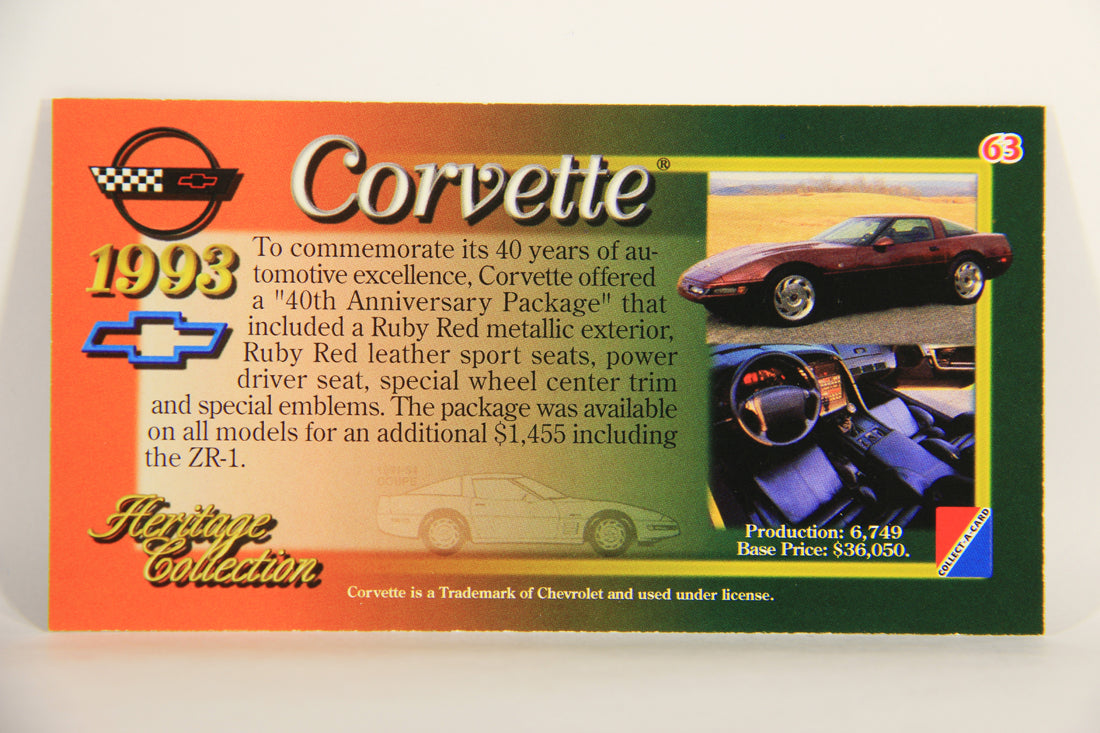 Corvette Heritage Collection 1996 Trading Card #63 - 1993 Coupe L012062