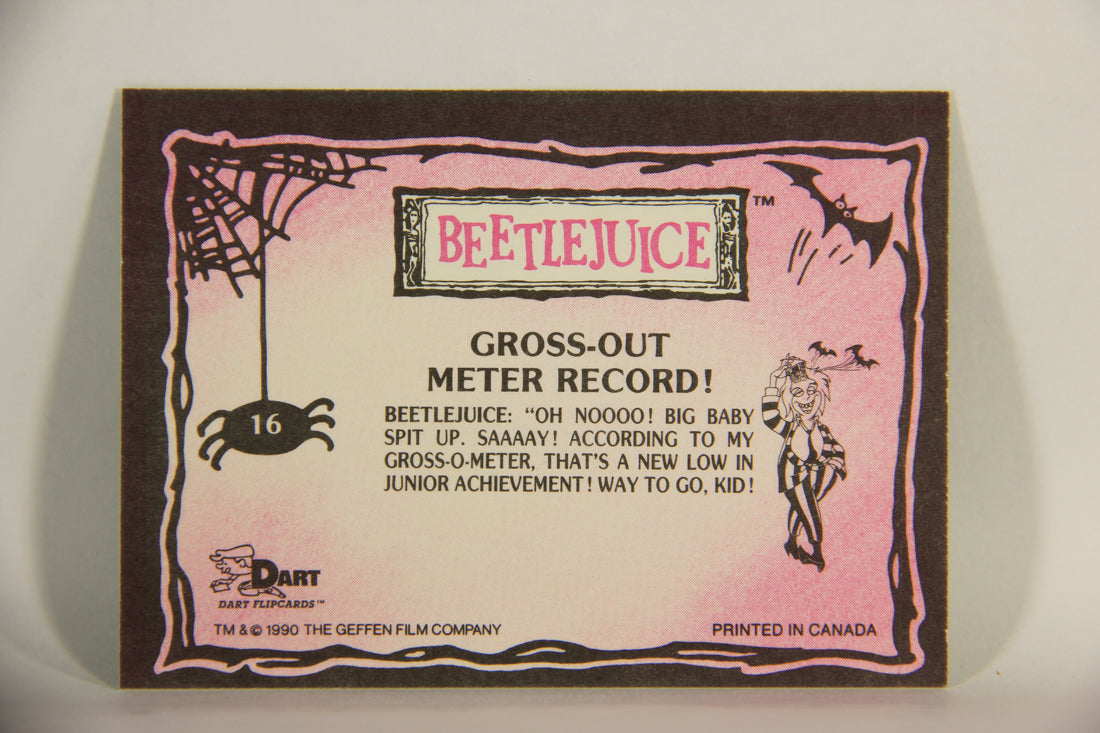 Beetlejuice 1990 Trading Card #16 Gross-Out Meter Record ENG L012123