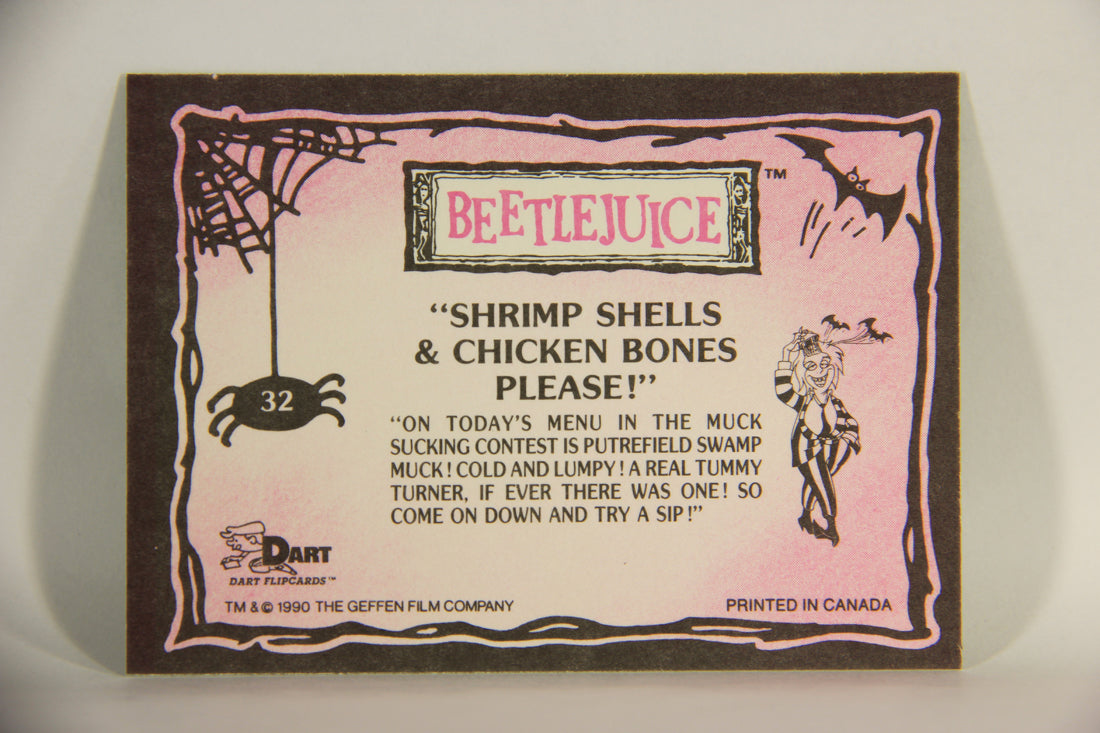 Beetlejuice 1990 Trading Card #32 Shrimp Shells & Chicken Bones Please ENG L012139