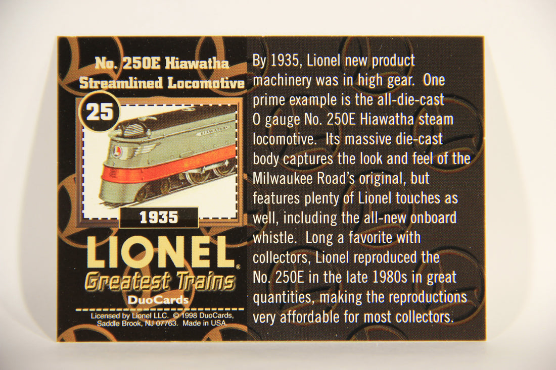 Lionel Greatest Trains 1998 Card #25 - 1935 No. 250E Hiawatha Streamlined Locomotive ENG L012458