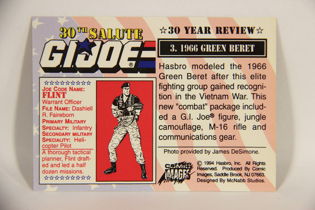 GI Joe 30th Salute 1994 Trading Card NO TOY #3 - 1966 Green Beret ENG L012650