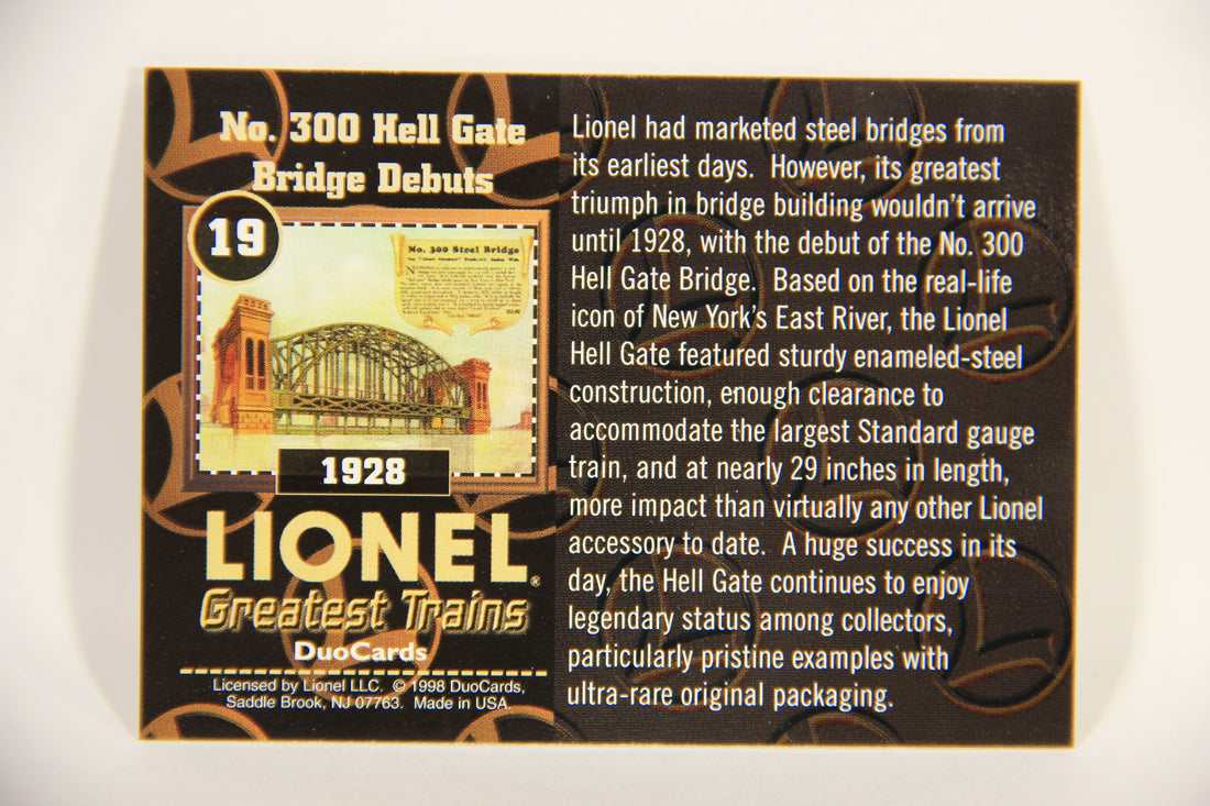 Lionel Greatest Trains 1998 Card #19 - 1928 No. 300 Hell Gate Bridge Debuts ENG L012656