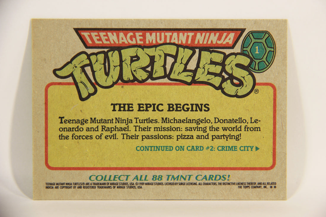 Teenage Mutant Ninja Turtles 1989 Trading Card #1 The Epic Begins ENG L012842
