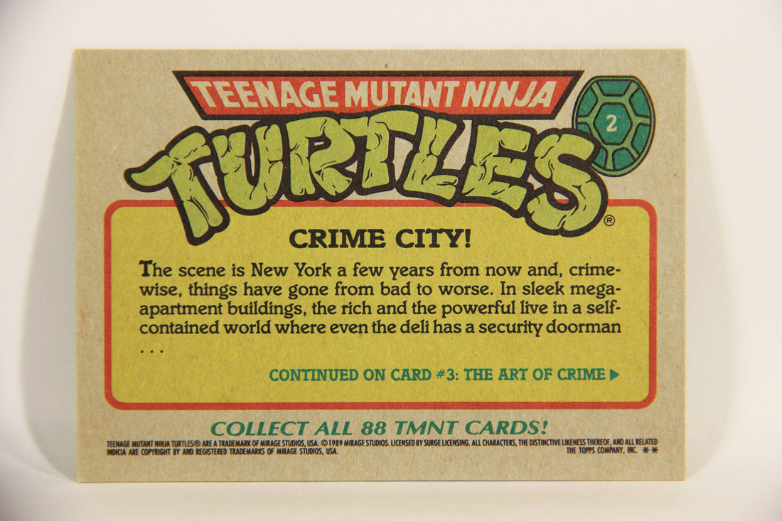 Teenage Mutant Ninja Turtles 1989 Trading Card #2 Crime City ENG L012843