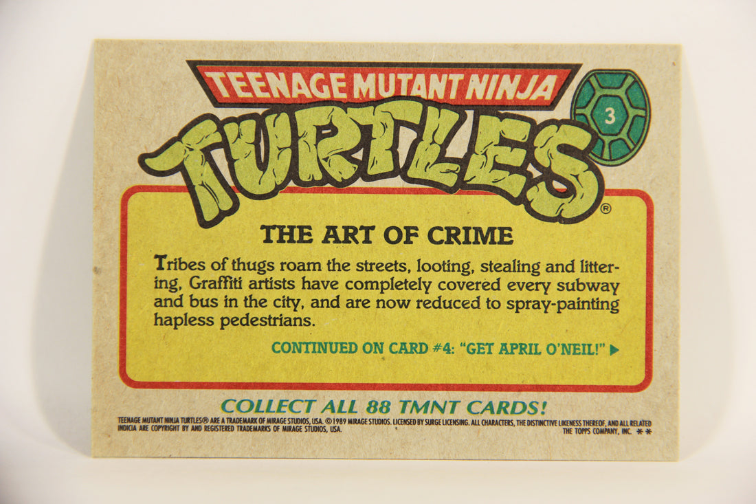 Teenage Mutant Ninja Turtles 1989 Trading Card #3 The Art Of Crime ENG L012844