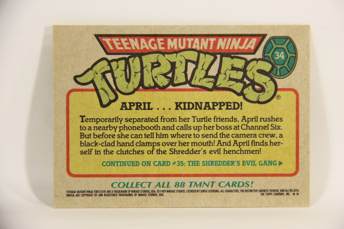 Teenage Mutant Ninja Turtles 1989 Trading Card #34 April Kidnapped ENG L012875