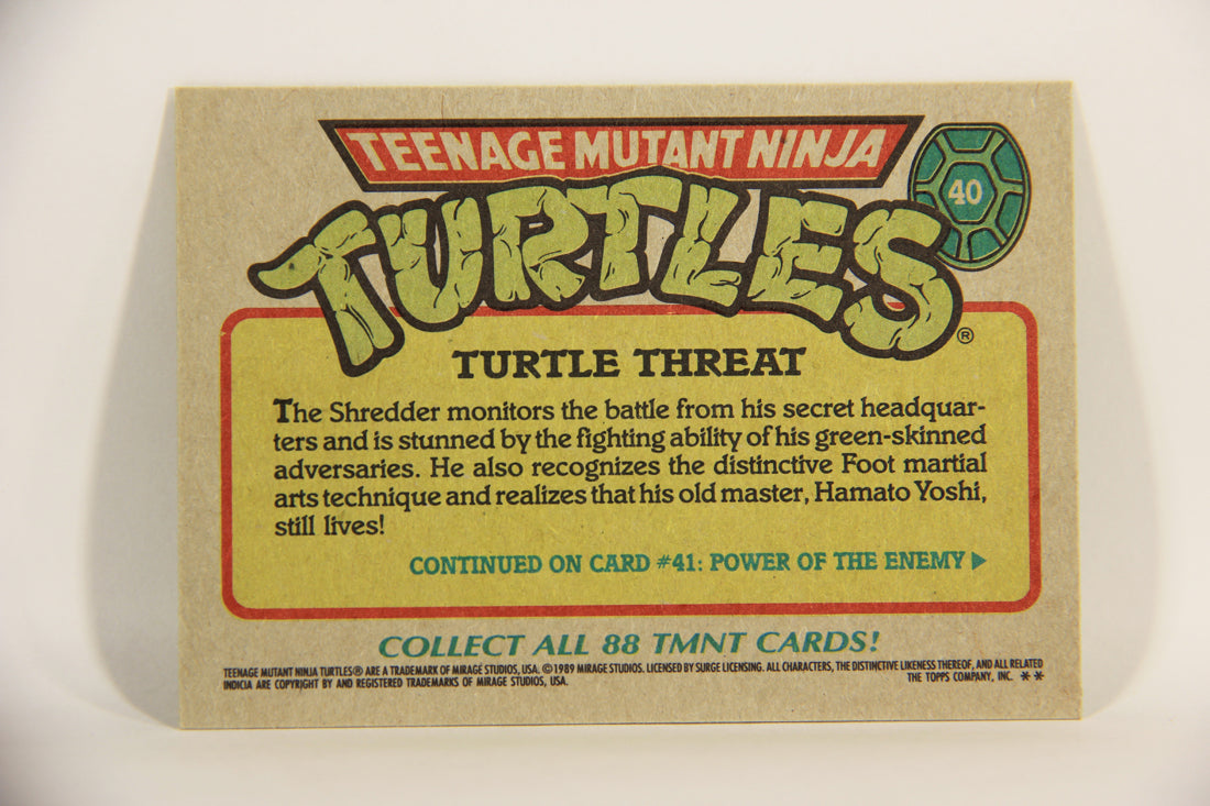 Teenage Mutant Ninja Turtles 1989 Trading Card #40 Turtle Threat ENG L012881
