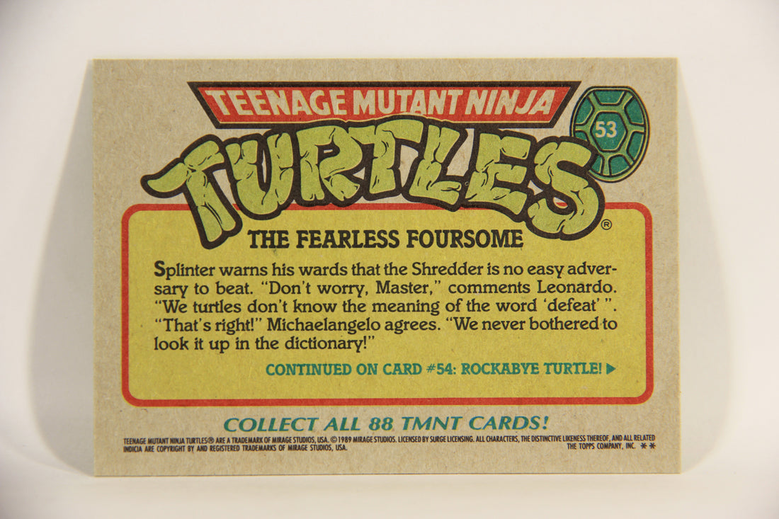 Teenage Mutant Ninja Turtles 1989 Trading Card #53 The Fearless Foursome ENG L012894