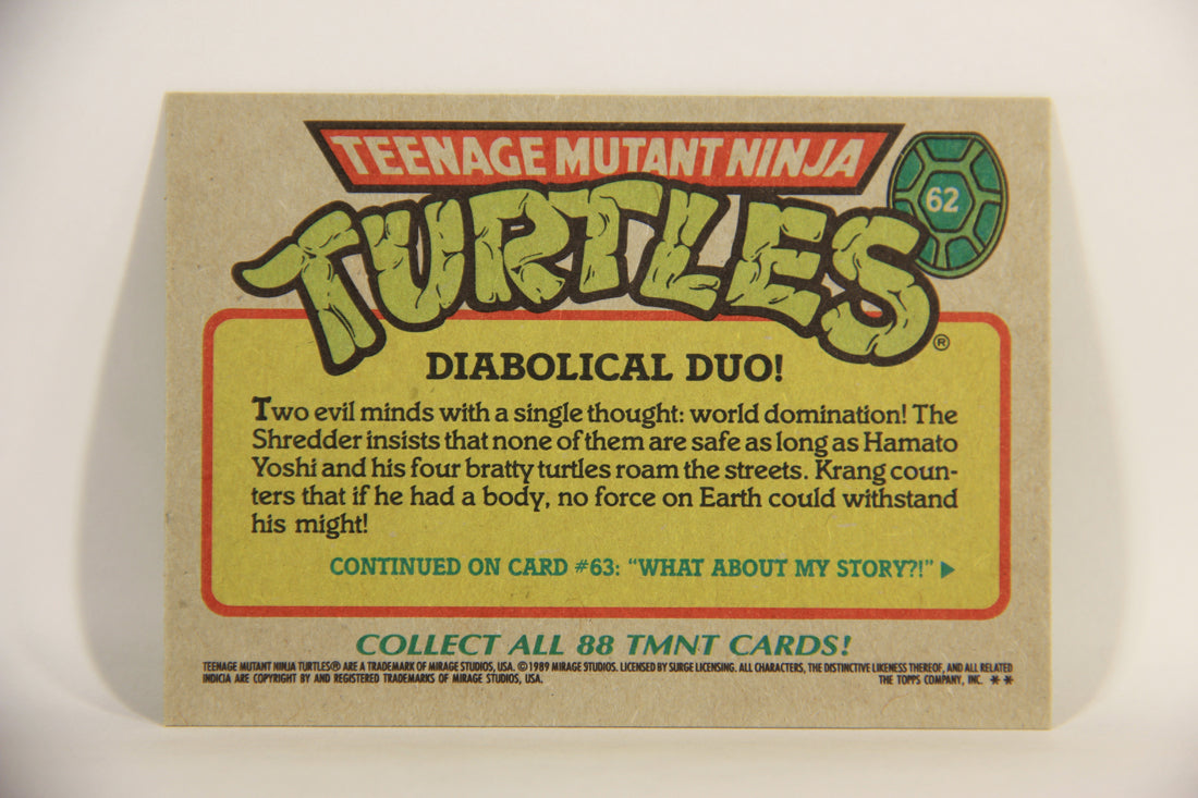 Teenage Mutant Ninja Turtles 1989 Trading Card #62 Diabolical Duo ENG L012903