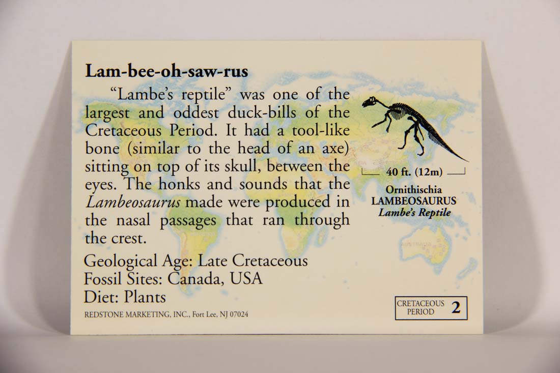 Dinosaurs The Mesozoic Era 1993 Vintage Trading Card #2 Lambeosaurus ENG L013415
