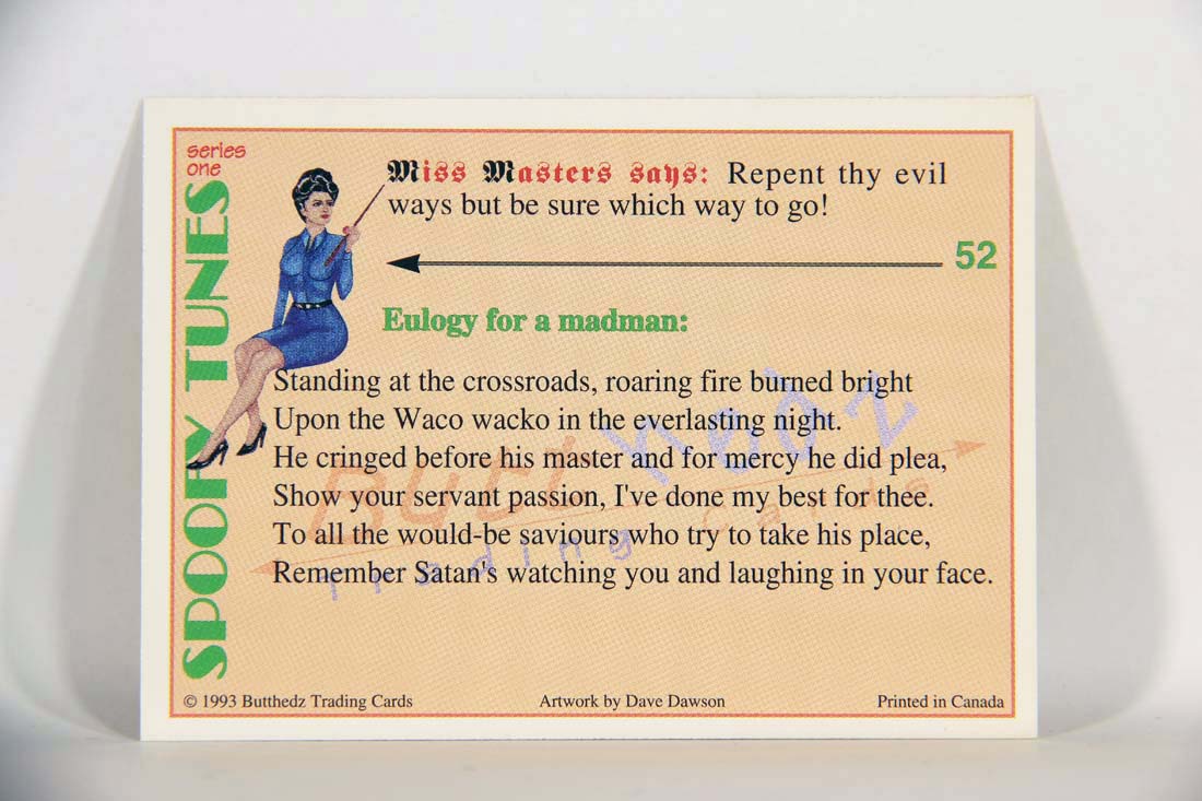 Spoofy Tunes 1993 Trading Card #52 The Wicked Wacko Of Waco L013494