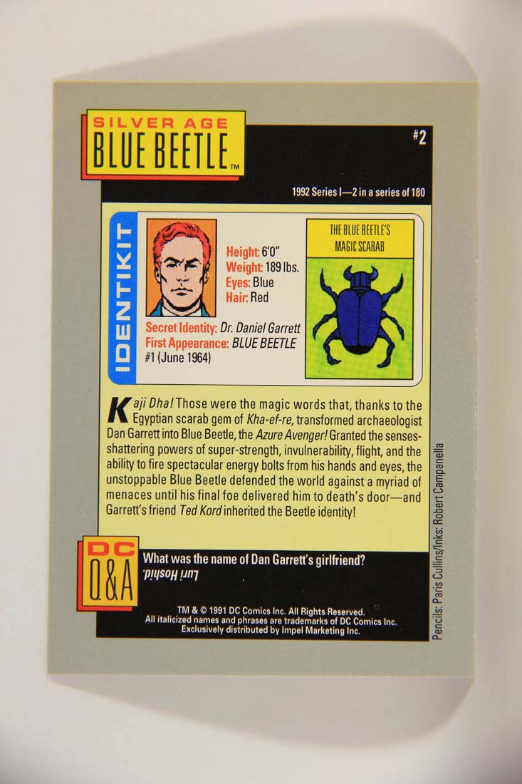 DC Cosmic 1991 Trading Card #2 The Blue Beetle's Magic Scarab L013561