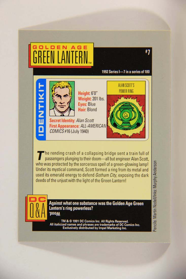 DC Cosmic 1991 Trading Card #7 Alan Scott's Power Ring L013566