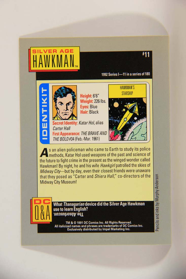 DC Cosmic 1991 Trading Card #11 Hawkman's Starship L013570