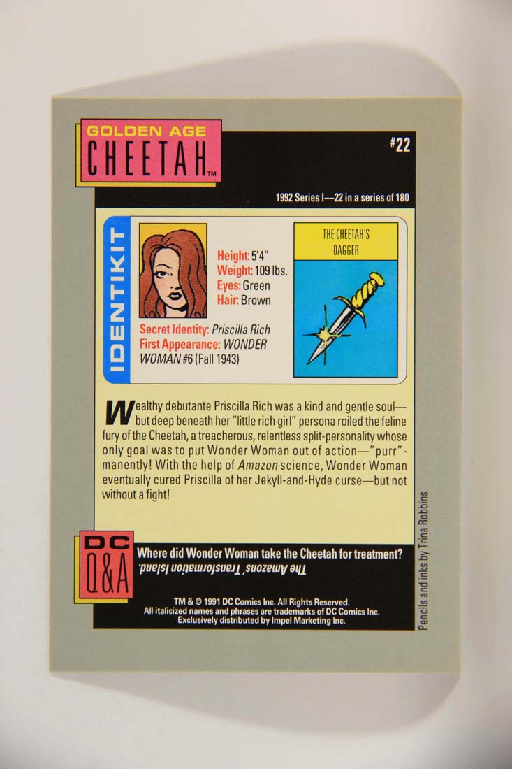 DC Cosmic 1991 Trading Card #22 The Cheetah's Dagger L013581