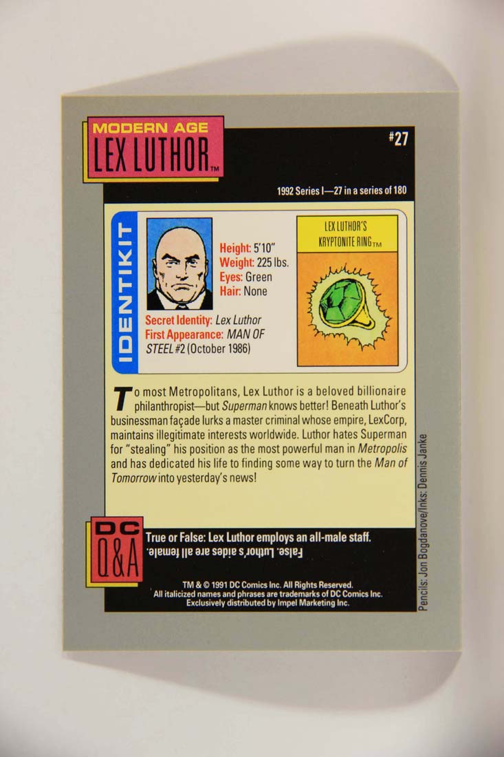 DC Cosmic 1991 Trading Card #27 Lex Luthor's Kryptonite Ring L013586