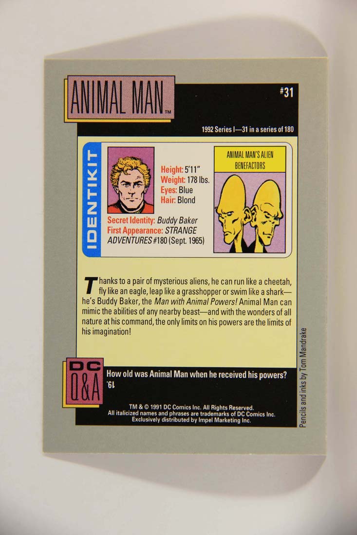 DC Cosmic 1991 Trading Card #31 Animal Man's Alien Benefactors L013590