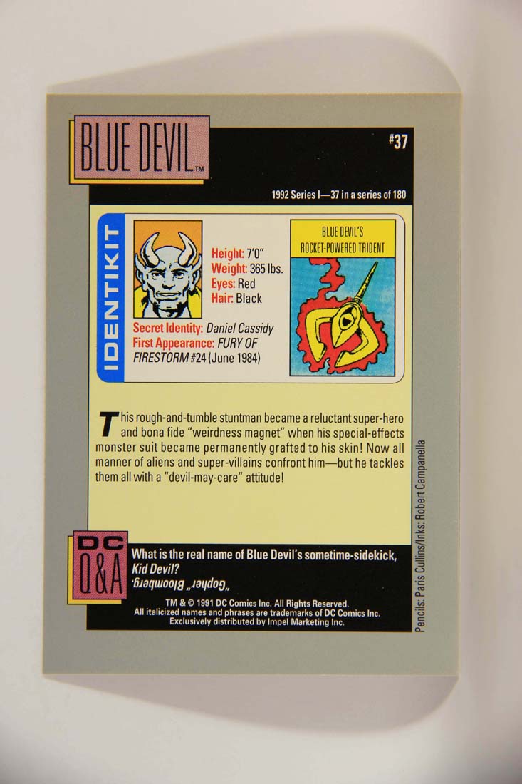 DC Cosmic 1991 Trading Card #37 Blue Devil's Rocket-Powered Trident L013596