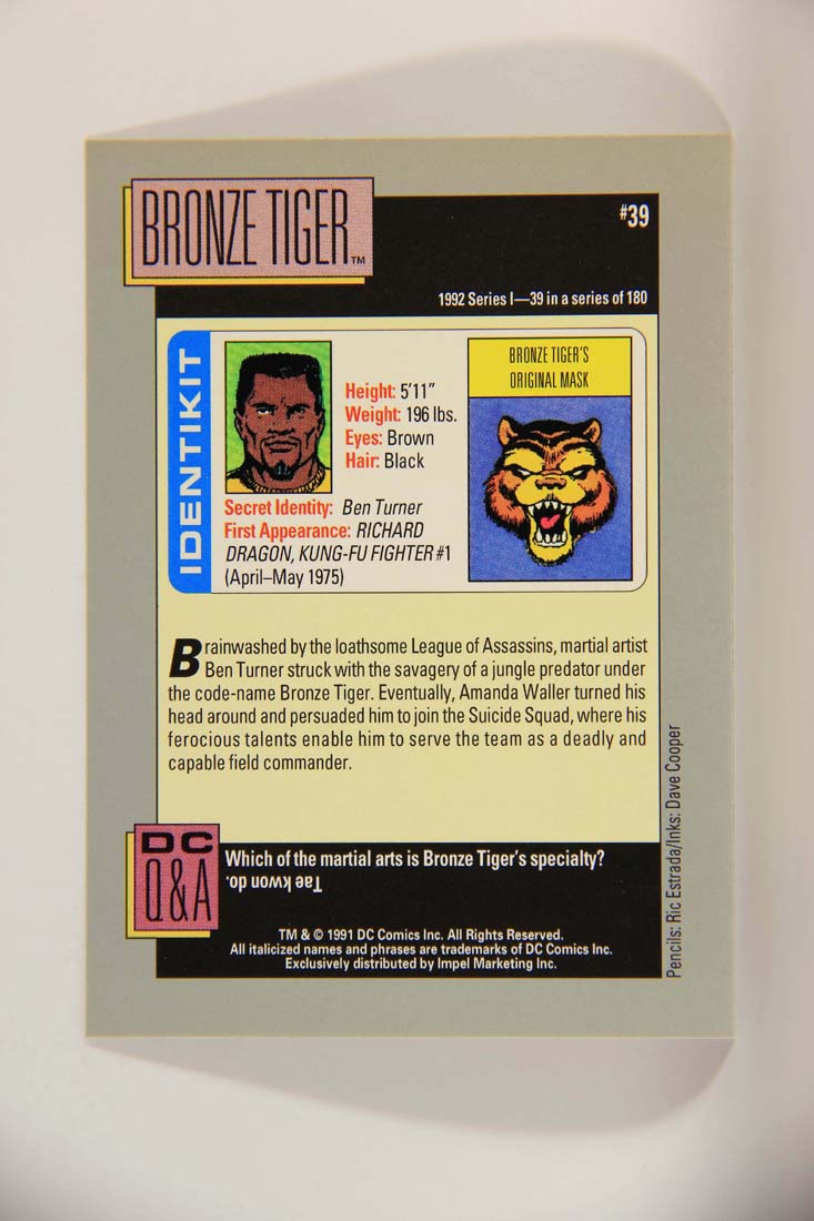DC Cosmic 1991 Trading Card #39 Bronze Tiger's Original Mask L013598
