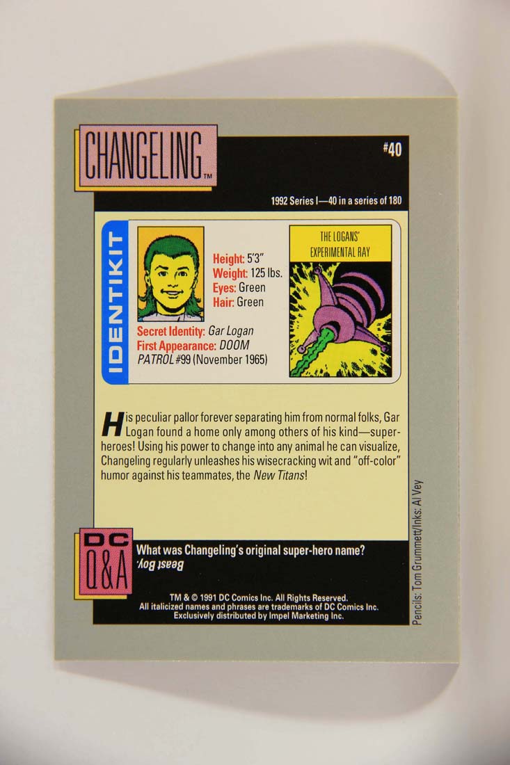 DC Cosmic 1991 Trading Card #40 The Logans' Experimental Ray L013599