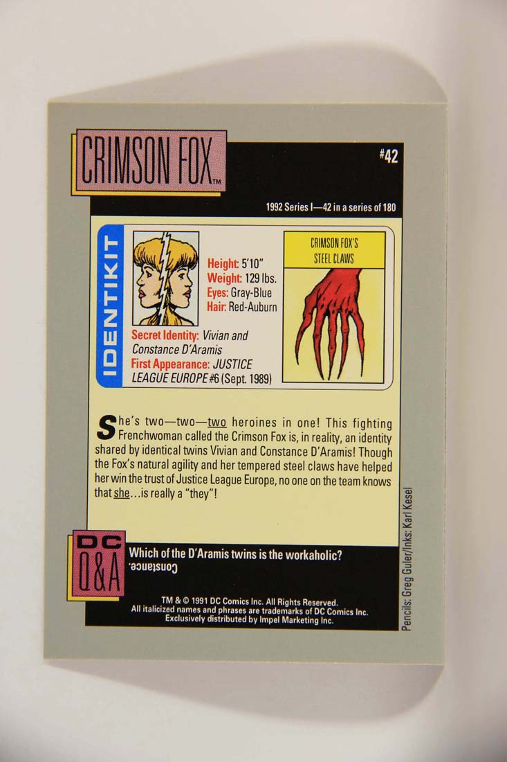 DC Cosmic 1991 Trading Card #42 Crimson Fox's Steel Claws L013601