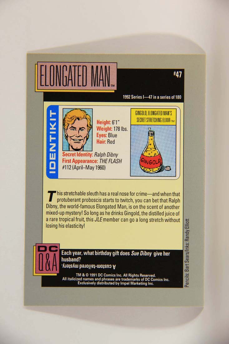 DC Cosmic 1991 Trading Card #47 Gingold Elongated Man's Secret Stretching Elixir L013606