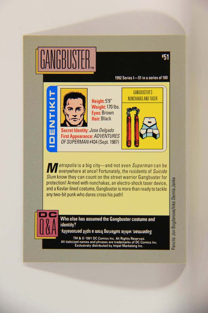 DC Cosmic 1991 Trading Card #51 Gangbuster's Nunchaks And Taser L013610