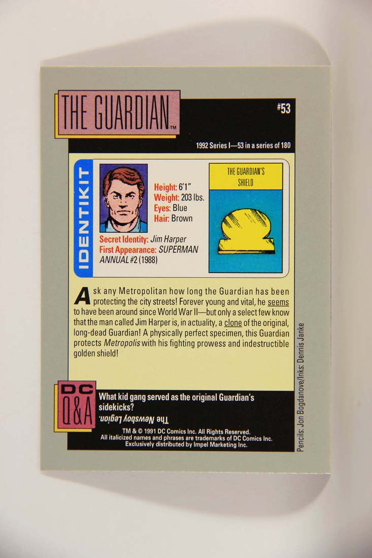 DC Cosmic 1991 Trading Card #53 The Guardian's Shield L013612