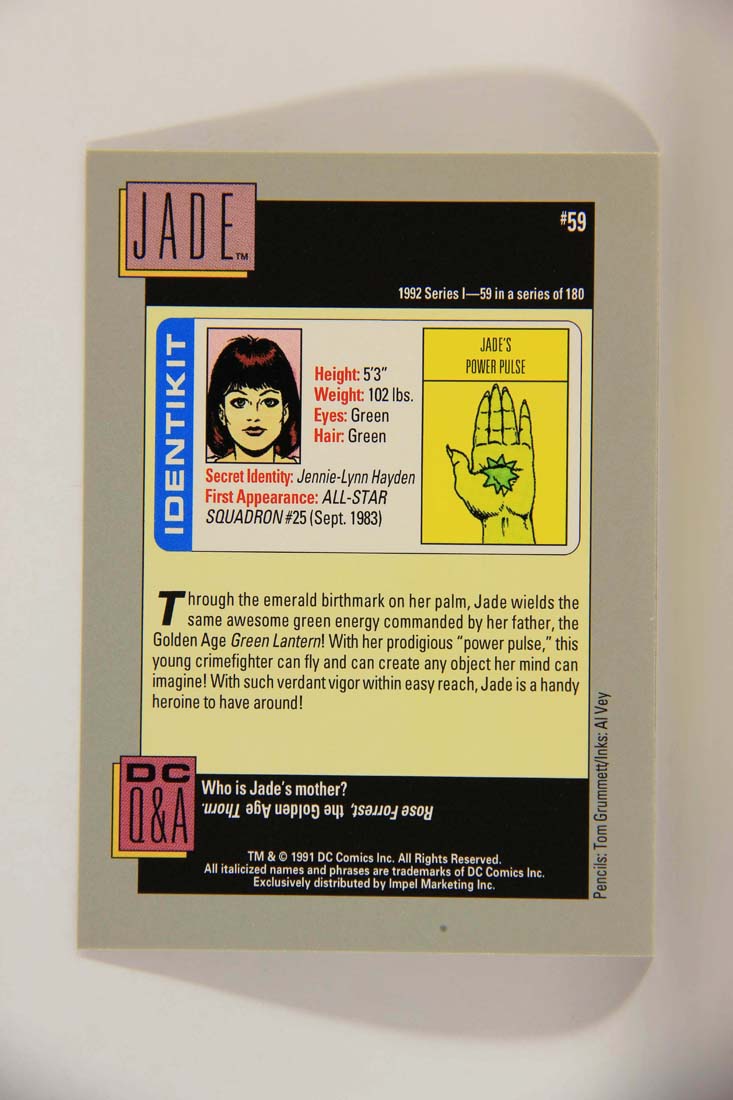 DC Cosmic 1991 Trading Card #59 Jade's Power Pulse L013618