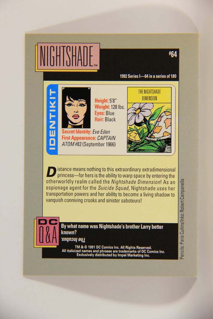 DC Cosmic 1991 Trading Card #64 The Nightshade Dimension L013623