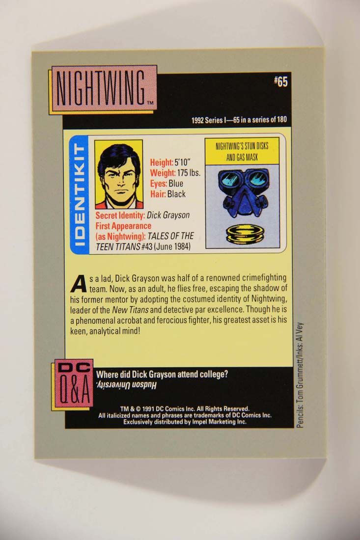 DC Cosmic 1991 Trading Card #65 Nightwing's Stun Disks And Gas Mask L013624