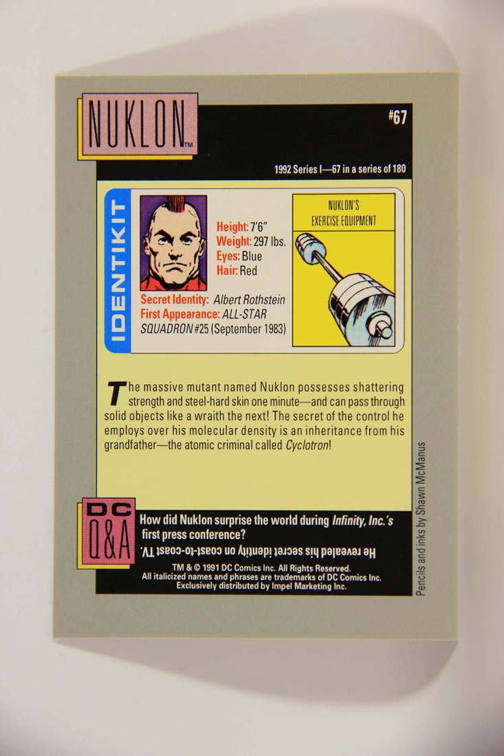 DC Cosmic 1991 Trading Card #67 Nuklon's Exercise Equipment L013626