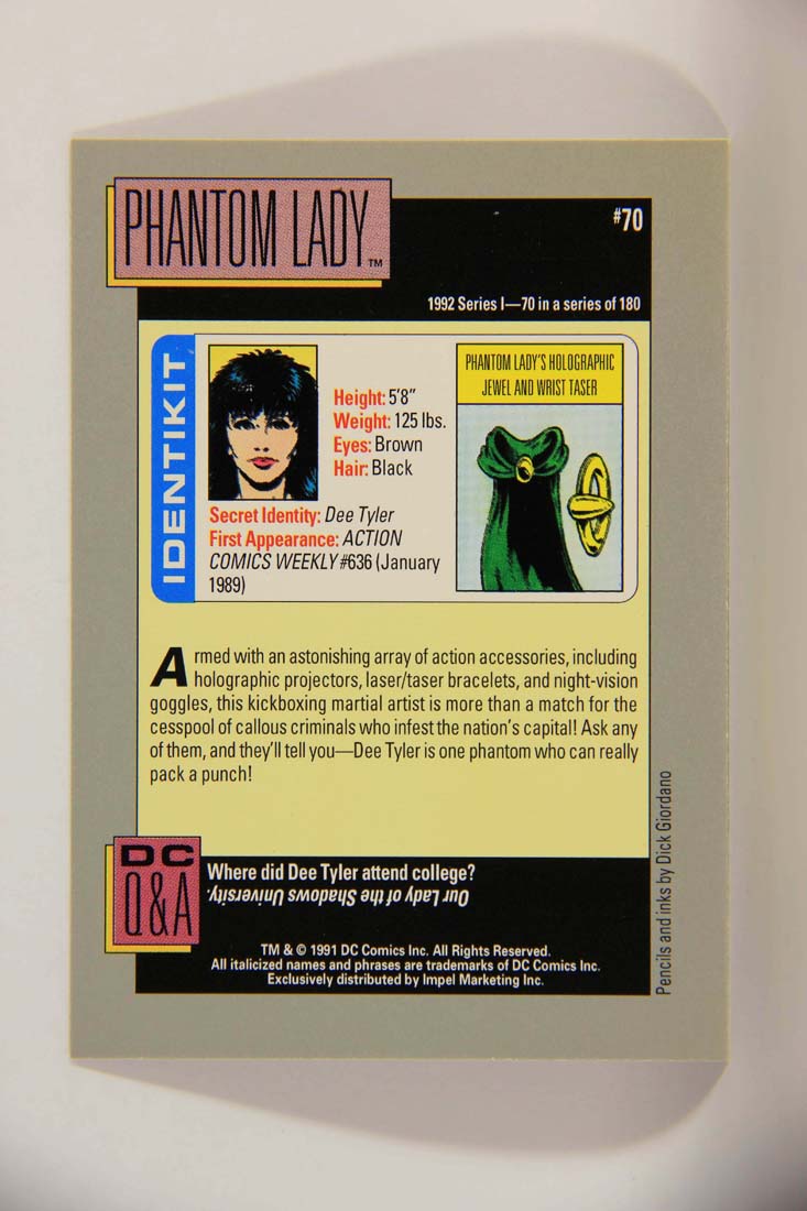 DC Cosmic 1991 Trading Card #70 Phantom Lady's Holographic Jewel And Wrist Taser L013629