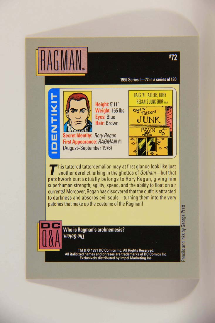 DC Cosmic 1991 Trading Card #72 Rags 'n' Tatters Rory Regan's Junk Shop L013631