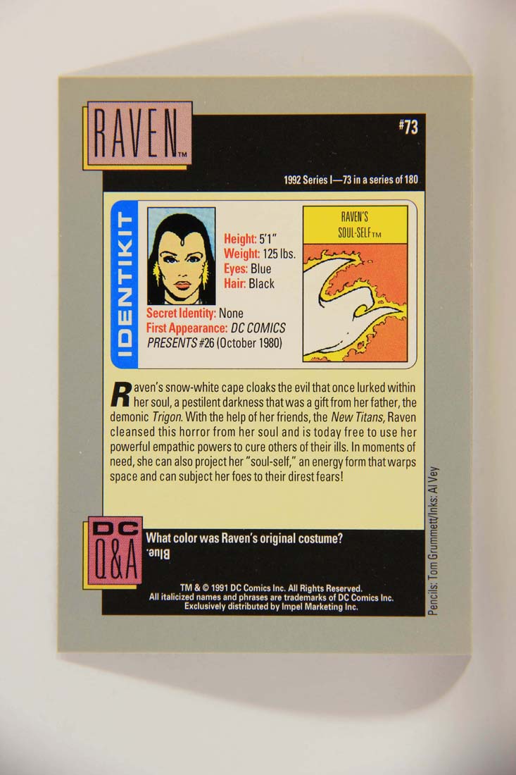 DC Cosmic 1991 Trading Card #73 Raven's Soul-Self L013632
