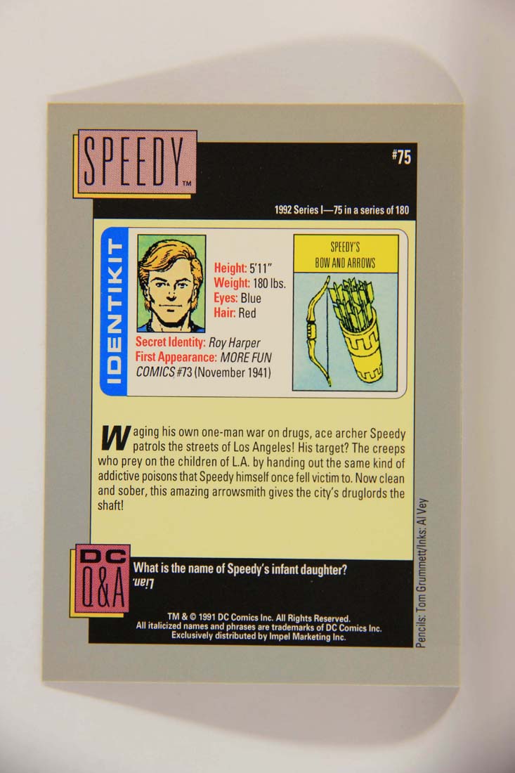 DC Cosmic 1991 Trading Card #75 Speedy's Bow And Arrows L013634