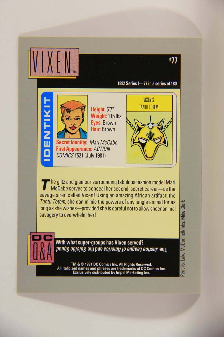 DC Cosmic 1991 Trading Card #77 Vixen's Tantu Totem L013636