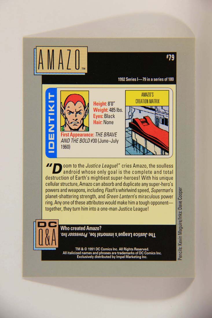 DC Cosmic 1991 Trading Card #79 Amazo's Creation Matrix L013638