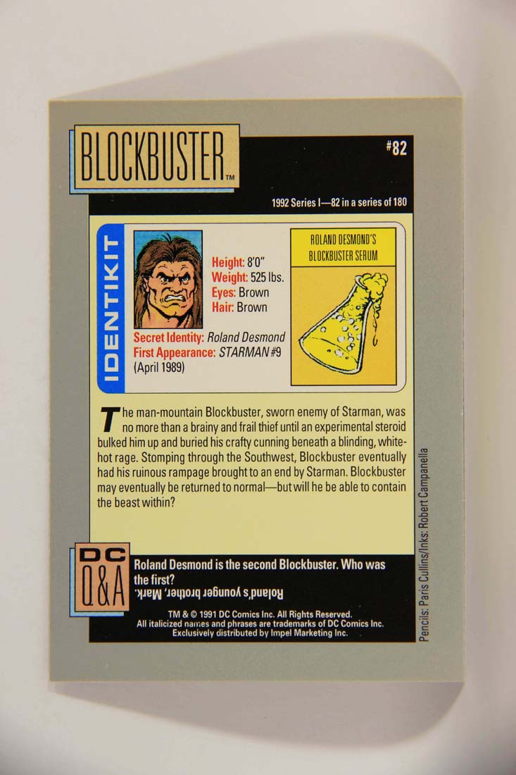 DC Cosmic 1991 Trading Card #82 Roland Desmond's Blockbuster Serum L013641