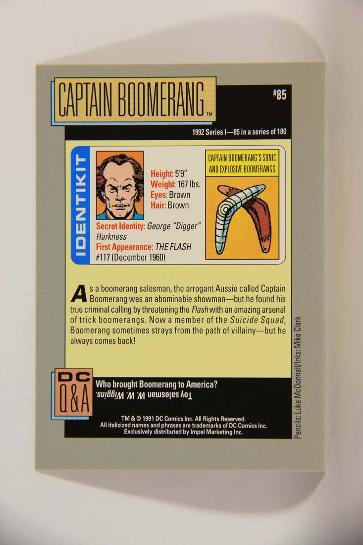 DC Cosmic 1991 Trading Card #85 Captain Boomerang's Sonic And Explosive Boomerangs L013644