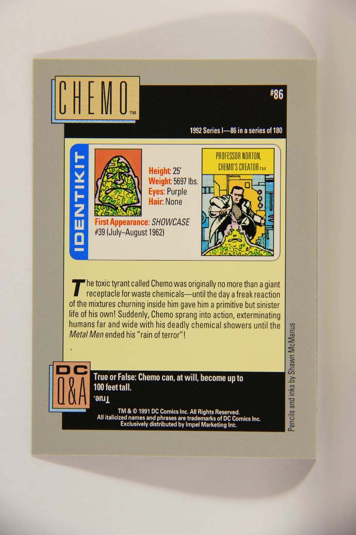 DC Cosmic 1991 Trading Card #86 Professor Norton Chemo's Creator L013645