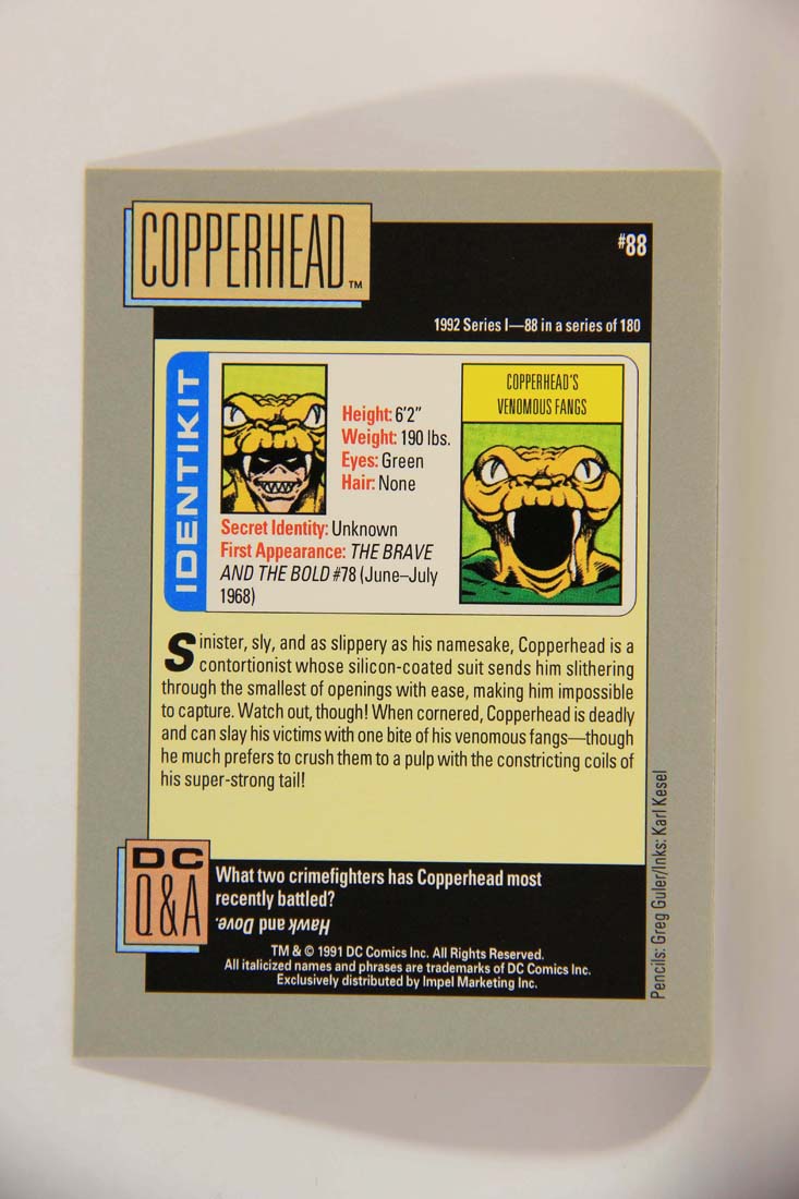 DC Cosmic 1991 Trading Card #88 Copperhead's Venomous Fangs L013647