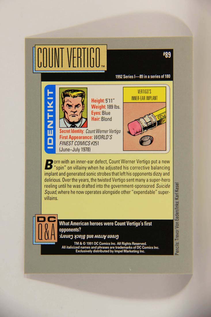 DC Cosmic 1991 Trading Card #89 Vertigo's Inner-Ear Implant L013648