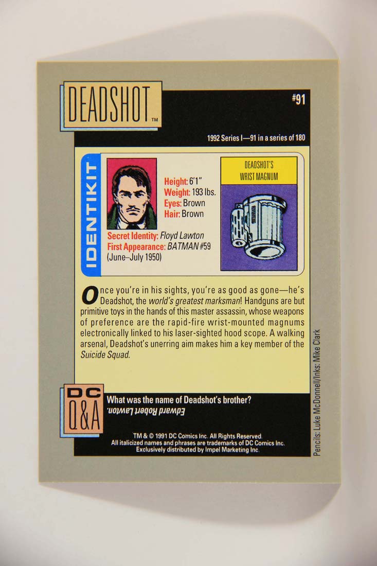 DC Cosmic 1991 Trading Card #91 Deadshot's Wrist Magnum L013650