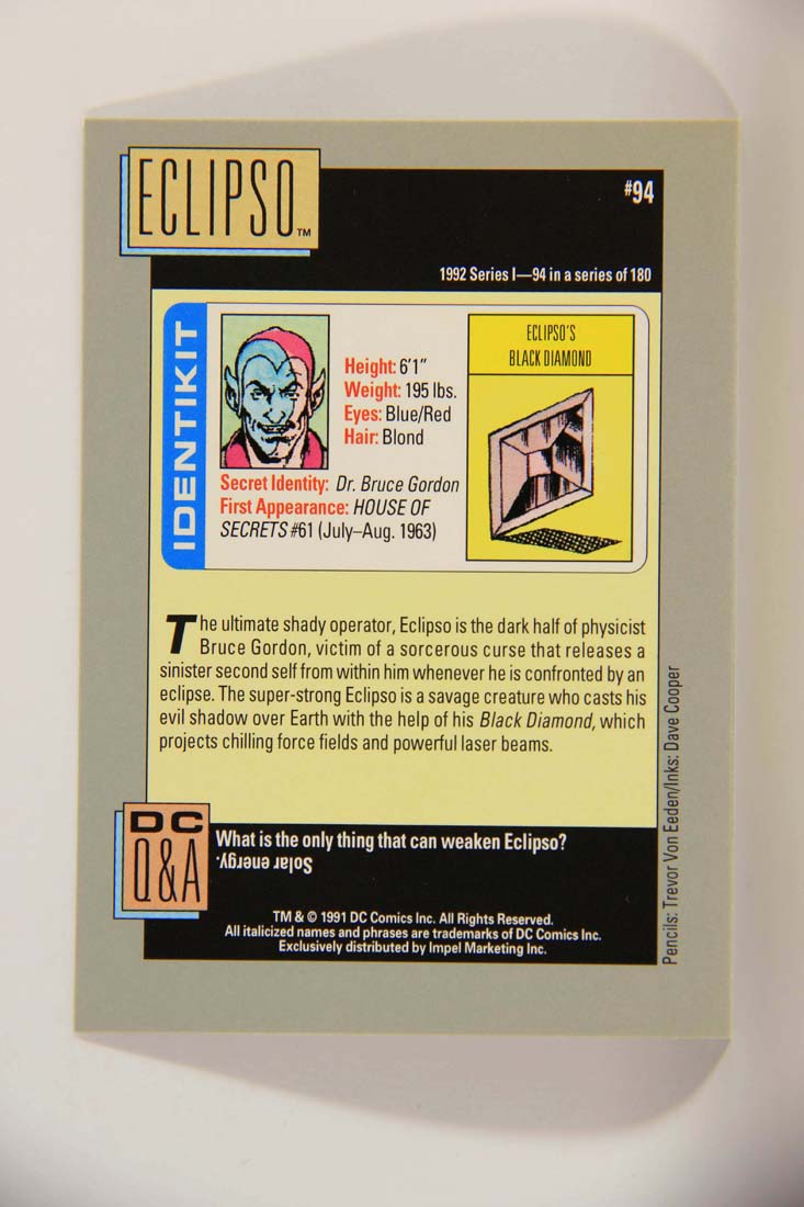 DC Cosmic 1991 Trading Card #94 Eclipso's Black Diamond L013653