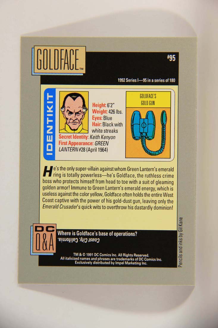 DC Cosmic 1991 Trading Card #95 Goldface's Gold Gun L013654