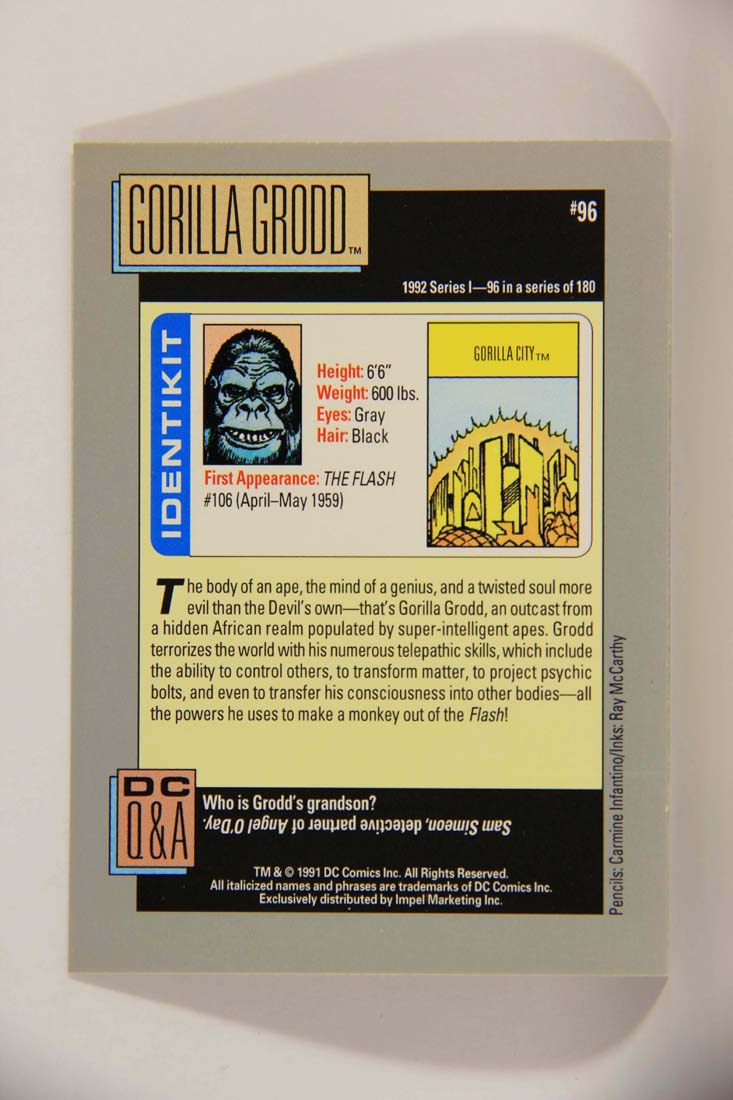 DC Cosmic 1991 Trading Card #96 Gorilla City L013655