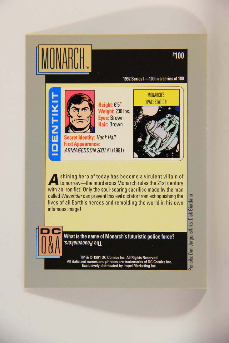 DC Cosmic 1991 Trading Card #100 Monarch's Space Station L013659