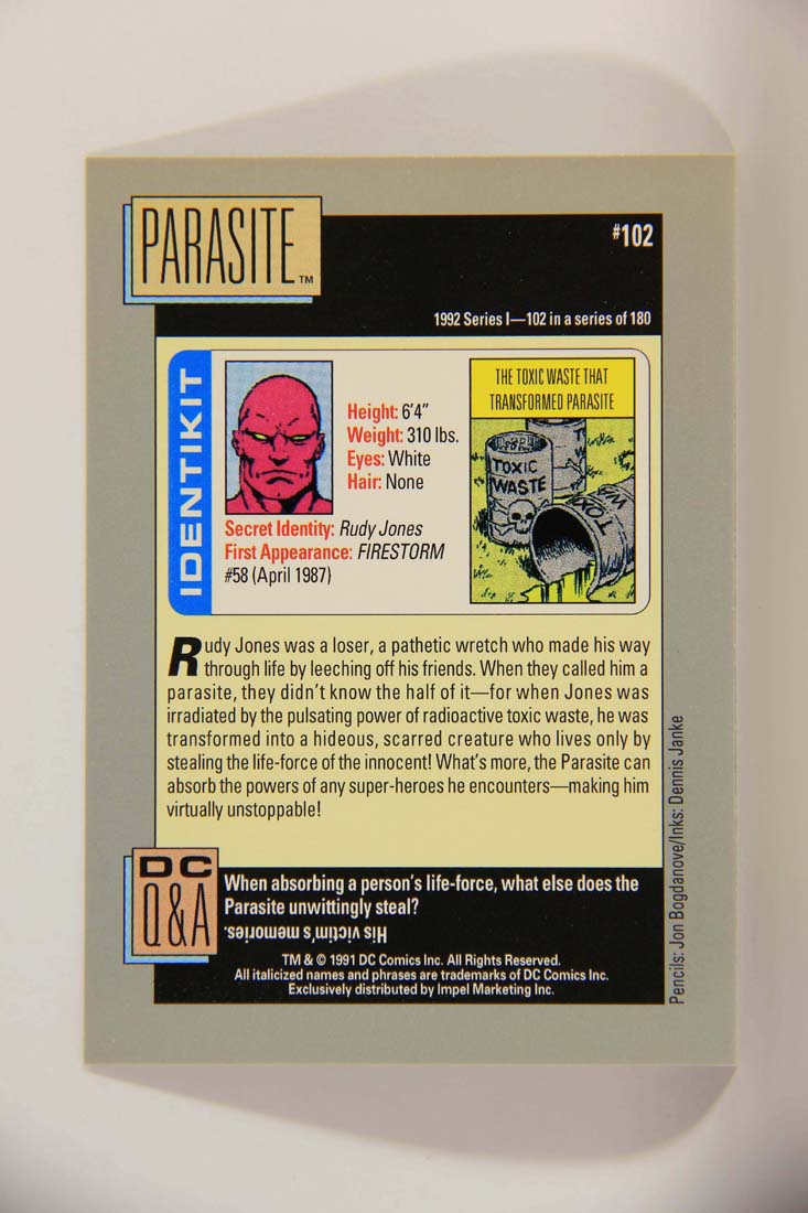 DC Cosmic 1991 Trading Card #102 The Toxic Waste That Transformed Parasite L013661