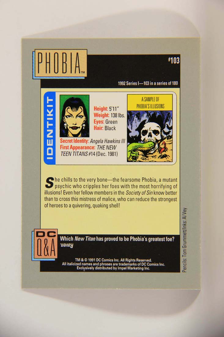 DC Cosmic 1991 Trading Card #103 A Sample Of Phobia's Illusions L013662